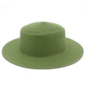 Dettaglio della trama intrecciata di un cappello di paglia estivo verde mare - Taglia unica / Verde erba
