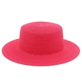 Dettaglio di un cappello di paglia fucsia che mostra la trama intrecciata di alta qualità - Taglia unica / Rosso rosa