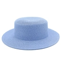 Dettaglio ravvicinato della trama fine della paglia e della texture del cappello celeste - Taglia unica / Azzurro