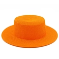 Vista dettagliata del cappello di paglia arancione con trama a spirale circolare - Taglia unica / Arancione