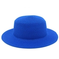 Cappello da sole in paglia blu reale a tesa larga per le vacanze estive - Taglia unica / Blu zaffiro