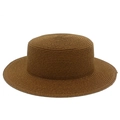 Vista dettagliata di un cappello paglia marrone scuro con trama in fibra intrecciata - Taglia unica / Caffè