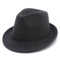 Detail of classic black wool fedora with sturdy stitching and premium felt texture - One Size / Dark Gray