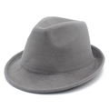 Dettaglio del cappello fedora grigio con cuciture sulla tesa e finitura in feltro lana - Taglia unica / Grigio