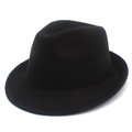 Cappello fedora classico da uomo in feltro di lana nero con corona incavata e tesa - Taglia unica / Nero
