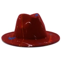 Artistic graffiti fedora hat in dark red with colorful paint splatters for autumn winter - Burgundy
