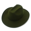 Classic dark green wool felt wide brim cowboy hat with a curved brim for sun protection - Army Green (Adult)
