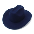 Vue de dessus d'un chapeau de cow-boy en feutre de laine bleu marine à larges bords - Style Adulte (FT156) / Bleu Foncé (Adulte)