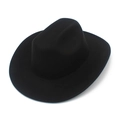 Détail d'un chapeau de cowboy noir classique avec une texture en feutre de laine - Style Adulte (FT156) / Noir (Adulte)