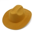 Chapeau fedora jaune moutarde à large bord avec sommet dentelé et coutures - Style Adulte (FT156) / Kaki (Adulte)