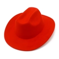 Chapeau de cowboy western rouge vif classique avec bord incurvé en feutre de laine - Style Adulte (FT156) / Rouge (Adulte)