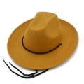 Chapeau de cowboy jaune moutarde à bord large avec mentonnière réglable pour extérieur - Khaki