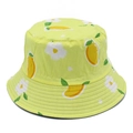 Cappello a secchiello in cotone giallo con stampa floreale e mango per il sole - Giallo