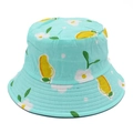 Cappello a secchiello reversibile in cotone con stampa di mango e fiori verde menta - Verde