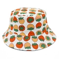Cotton bucket hat with strawberry pattern, double-sided sun protection for summer leisure - One Size / White Strawberry Style