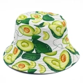 Cappello da pescatore in cotone bianco con stampa integrale di avocado a cartone - Taglia unica / Bianco