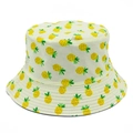 Sombrero de algodón con estampado de piña amarilla para protección solar en blanco crema - Talla única / Piña