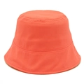 Classic coral orange cotton bucket hat with durable stitched brim for sun protection - One Size / Orange