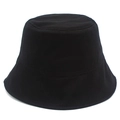 Close-up of black cotton bucket hat featuring multi-row stitching on the brim - One Size / Black