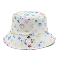 Cappello a secchiello in cotone bianco con lettere laser colorate e stelle metalliche - Taglia unica / Bianco