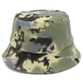 Dettaglio del cappello pescatore in tela di cotone con motivo graffiti camouflage tie-dye - Stile Mimetico Verde Giallo Nero (款式三)