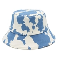 Chapeau bob classique en coton avec motif vache bleu et blanc pour l'extérieur - Bleu