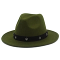 Detail of dark green wool fedora with a black ribbon featuring silver rhinestone clusters - Army Green