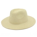 Cappello Panama unisex in paglia beige a tesa larga per la protezione solare estiva - Taglia unica / Beige