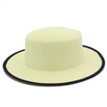 Chapeau canotier élégant en paille pour protection solaire avec bordure ruban noir chic - Poche zippée