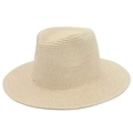 Cappello Panama unisex in paglia crema per protezione solare con trama intrecciata - Taglia unica / Rosa