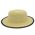 Cappello di paglia classico con cima piatta ed elegante nastro nero per l'estate - Cachi