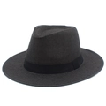 Cappello Panama estivo in paglia grigio scuro con nastro nero per protezione solare - Taglia unica / Nero