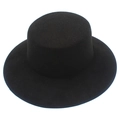 Cappello fedora classico nero a tesa larga piatta in feltro di lana per uomo e donna - Taglia unica / Nero