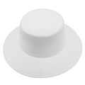 Dettaglio ravvicinato di cappello in feltro bianco a tesa larga con finitura bordata - Taglia unica / Bianco