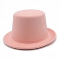 Pink high top felt magician hat for women and men featuring a flat brim and solid color - One Size / Pink