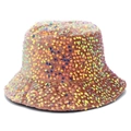 Cappello bucket con paillettes alla moda per donna con finitura olografica colorata - Taglia unica / Rosa