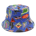 Sombrero de sol de algodón azul con estampado de dinosaurios para adultos - Talla única / Azul