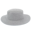 Silver dome straw sun hat with sparkling metallic threads and woven texture for women - One Size / Silver