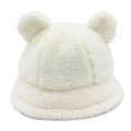 Cappello da pescatore in lana d'agnello con orecchie d'orso per il calore invernale - Bianco