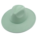 Vue détaillée du chapeau Fedora vert menthe à large bord avec couronne en forme de larme - Vert menthe
