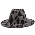 Cappello Fedora alla moda con stampa mucca a tesa larga per uomo e donna in stile vintage - Taglia unica / Grigio
