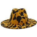 Cappello fedora a tesa larga con stampa mucca gialla e nera per spettacoli di moda - Taglia unica / Marrone
