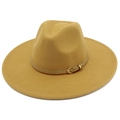 Detalle del sombrero fedora de lana caqui con cinturón de cuero sintético y hebilla - Talla única / Caqui