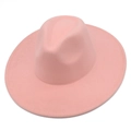Chapeau fedora en feutre rose pâle à large bord pour hommes et femmes, style chic - Rose
