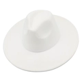 Vue de dessus d'un chapeau fedora blanc en laine à large bord avec couronne jazz - Blanc