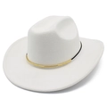 Cappello da cowboy bianco in feltro con dettaglio in metallo dorato su corda nera - Bianco