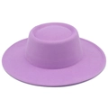 Vue détaillée du dessus du chapeau canotier en feutre violet clair avec coutures précises - Taille unique / Mauve Clair