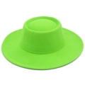 Détail de la calotte plate et des coutures sur le chapeau fedora en feutre vert néon - Taille unique / Vert Fluorescent