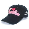 Casquette de baseball noire avec broderie pailletée Sweetie et un motif coeur rouge - Noir