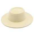 Chapeau canotier élégant en laine beige à bord large pour femme, style rétro automne - Taille unique / Poche zippée